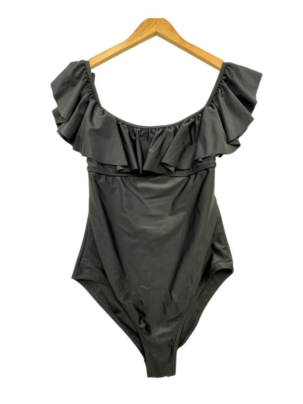 Island Soul Womens Open Back Ruffle Off The Shoulder One-Piece Swimsuit Swimwear